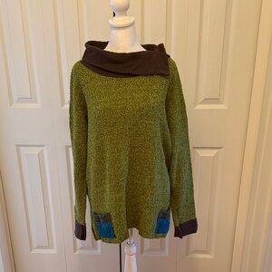 Olive and Chocolate Women's Cowl Neck Sweater